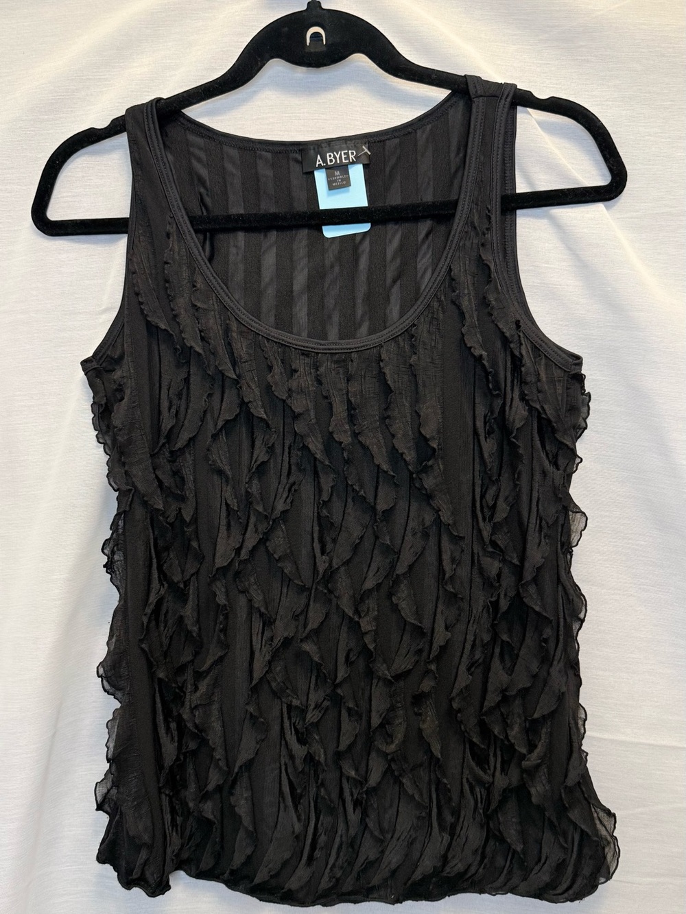 A. Byer Black Ruffle Layered Tank Top